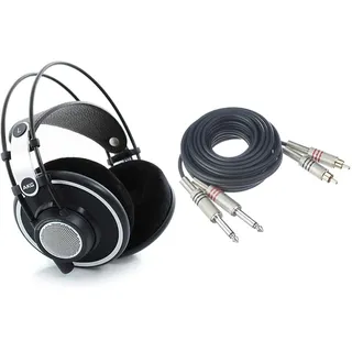 AKG K702 Offene Over-Ear-Studio-Referenzkopfhörer der Premiumklasse || Kein Bluetooth & Adam Hall Cables 3 Star TPC 0300 Twin-Kabel 2 x Klinke TS auf 2 x Cinch | 3 m