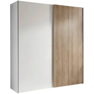 SchlafKONTOR Schwebetürenschrank Berno Kleiderschrank mit Schiebetüren«, Rillenoptik weiß