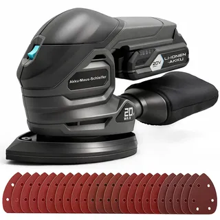 Ecobuild 20V Akku Deltaschleifer, Multischleifer, 12000 U/min, Mini Schleifmaschine mit Staubfangbeutel, 20 Schleifpapiere, ergonomischem & 2,0Ah Akku mit Ladegerät, Schwingschleifer für Holz & Wände