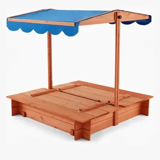 Home Deluxe Holzsandkasten Buddelkiste mit Dach Blau
