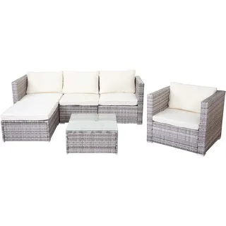 MCW Busto/Brescia Polyrattan Lounge-Set grau/creme