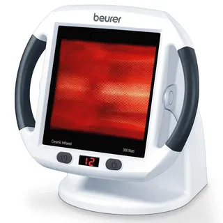 Beurer IL 50 Infrarot-Wärmestrahler, Medizinprodukt mit wohltuender Wärme zur Anwendung bei Erkältung und Muskelverspannung, Infrarotlampe mit 300 Watt und stufenlos verstellbarem Schirm , Weiß