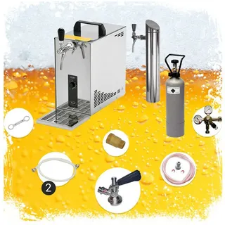 ich-zapfe Bierzapfanlage Untertheken Komplett Set - Zapfanlage, Bierzapfanlage, Bierkoffer, Durchlaufkühler PYGMY 25 LE 1-leitig Trockenkühler, 30 Liter/h, inkl.