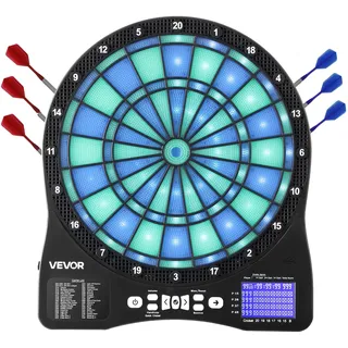 Vevor Elektronische Dartscheibe Kunststoff inkl. 6 Dartschäften mit Flights & 50 Ersatz-Pfeilspitzen