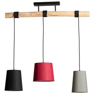 LINDBY Amilia 3-flg. 90 cm geschwungen Holz grau|rot|schwarz