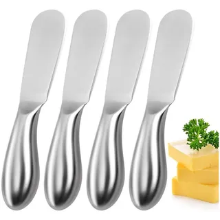 Mutig Käsemesser 4 Stück Buttermesser Klein, Marmelade Messer, Dessertmesser Set, Edelstahl Butterstreuer Messer,für Käse Kalte Butter Marmelade Gebäck silberfarben