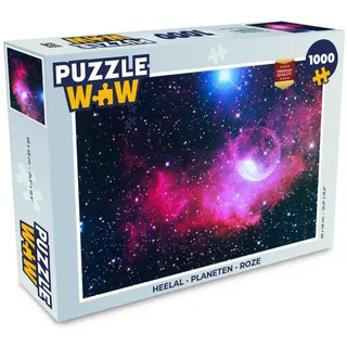 MuchoWow Puzzle Universum - Planeten - Rosa - Jungen - Mädchen - Kinder, 1000 Puzzleteile, Foto-Puzzle, Bilderrätsel, Puzzlespiele, Klassisch rosa 48 cm x 68 cm x 2 cm