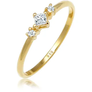 Elli DIAMONDS - Prinzessschliff Diamant (0.13 ct) 585 Gelbgold Ringe Damen (449.99 € / )
