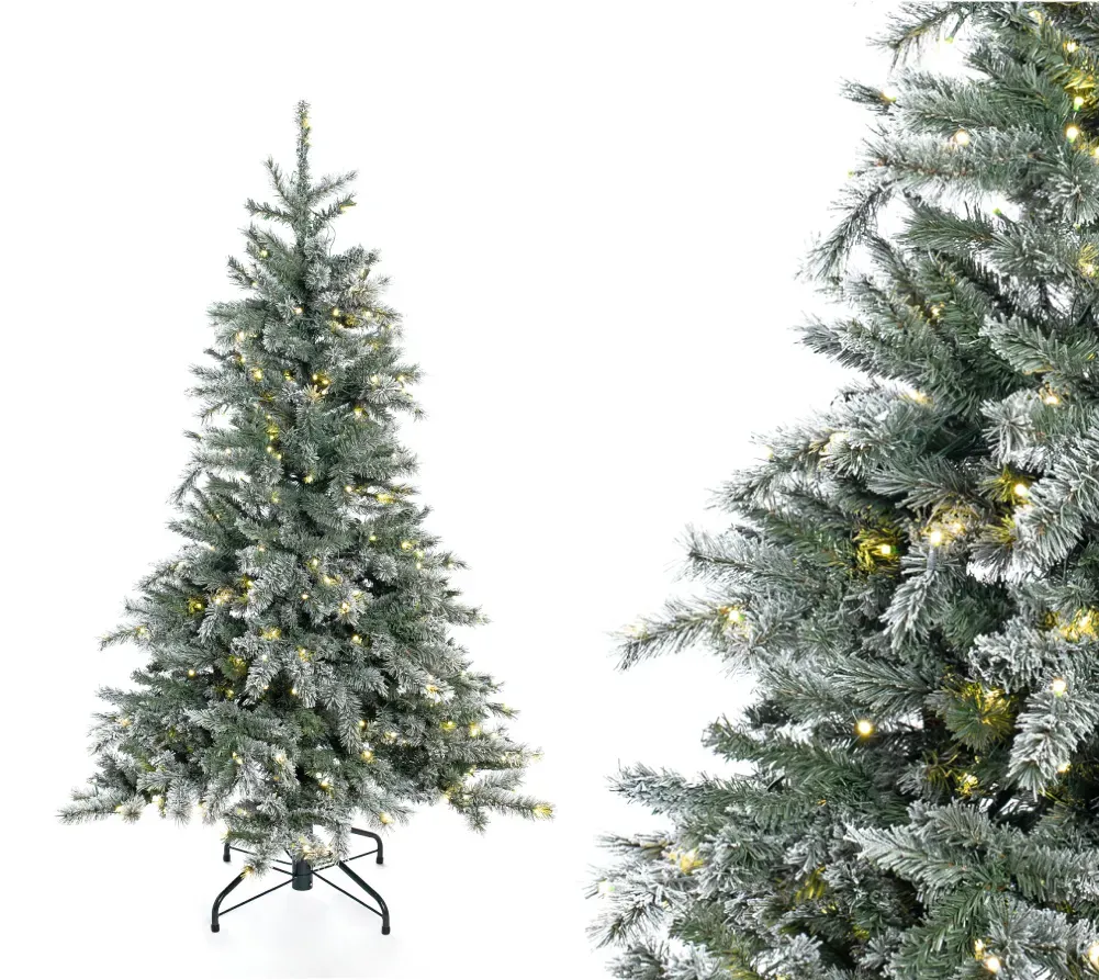 Evergreen Künstlicher Weihnachtsbaum Frost Fichte | Inkl. LEDs & Kunstschnee | Weiß | 150 cm - Weiß