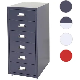 Mendler Rollcontainer Boston T851, Schubladenschrank Stahlschrank, 69x28x41cm 6 Schubladen ~ dunkelgrau