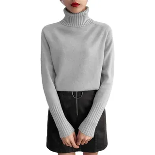 JJzex Damen Kaschmir Strickpullover Herbst Winter Rollkragen Langarm Pullover Female Pullover, grau, XL - XL