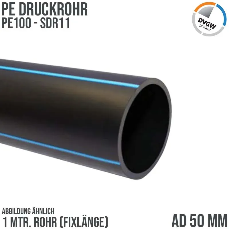 50 x 4,6 mm PE PP Rohr HD Druckrohr Trink Brauch Wasser PE 100 DVGW SDR 11 PN 16...