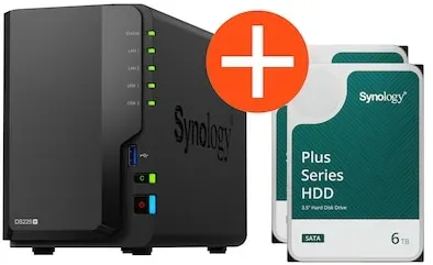 Synology DS225+ NAS System 2-Bay 12 TB inkl. 2x 6 TB Synology HDD HAT3300-6T