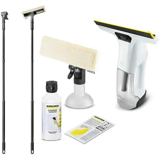 Kärcher WV 6 Plus Fenstersauger weiß – leistungsstarker Fensterreiniger für streifenfreie Reinigung von Fenstern, Fliesen, Duschen und Vitrinen inkl. 500 ml Glasreiniger RM 500 & Verlängerung
