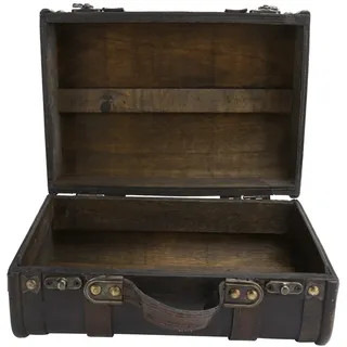 Vintage Koffer aus Holz, Retro Deko Holzkoffer, Reisekoffer Antike, Dekorative Aufbewahrungsbox mit Deckel, Holztruhe mit Griff, Schatztruhe, für Hochzeit Geburtstag, 23,9 x 17,3 x 11,9 cm