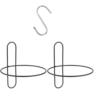Cabilock 2 Stück Blumentopf Halterung zum Aufhängen Blumentopfhalter Eisen Kunst Ring mit S Haken Klein Pflanztopf Blumentopf Aufhänger Kunstblumen Bonsai Halter Balkon Zaun Wand Garten Groß