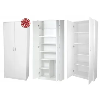 home collective Kleiderschrank Mehrzweckschrank mit SOFT CLOSE Türdämpfer weiß 74cm breit 180cm hoch mit sechs Einlegeböden und Extra-Fach, Aktenschrank Haushaltsschrank - Weiß