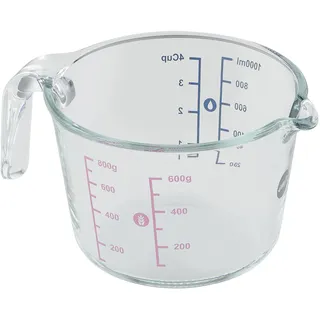 Emsa Prep&Bake Messbecher 1 Liter, 2 Skalen für feste und flüssige Zutaten, einfaches Ausgießen, Mikrowellentauglich, K3236134