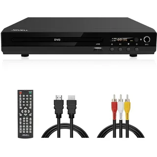 DVD-Player mit SCART-Anschluss, Kompakt DVD-CD-Player 1080P mit HDMI-Ausgang AV-Ausgang, Integriertes PAL/NTSC TV-System, Unterstützt MIC-Eingang, USB-Eingang, Fehlerkorrektur (DVD-170, Metallgehäuse)