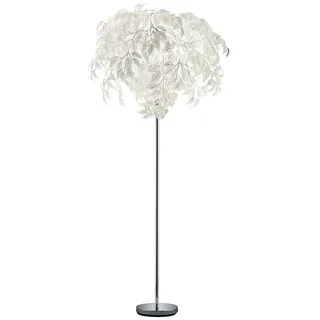 meineWunschleuchte Große LED Stehlampe mit Blätter Lampenschirm Weiß, Höhe 180cm