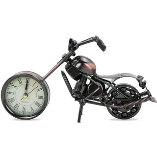 Boerni Kreatives Retro-Motorrad-Modell, Uhr, Metall, Motorrad, Kollektion, Regal, Uhr, Eisen, moderne Kunst, Haus, Büro, Dekoration, Ornamente, Geschenk für Vater, Herren, Motorradliebhaber
