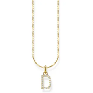 Thomas Sabo Kette mit Anhänger Buchstabe D vergoldetes Silber Zirkonia (synth.), goldfarben