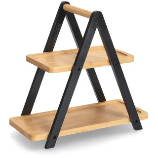 Zeller 2-stöckige Etagere 32 cm Holz Schwarz
