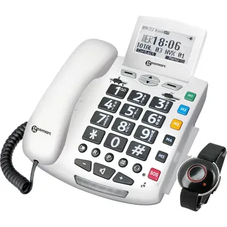 Geemarc SERENTIES Schnurgebundenes Seniorentelefon inkl. Notrufsender Beleuchtetes Display Weiß