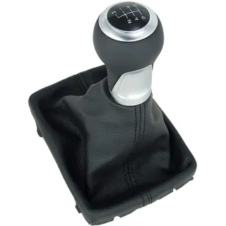 L&P A258-1 Leder Schalthebel Schaltsack Schaltmanschette Schwarz Schaltknauf 6 Gang 12mm kompatibel mit Audi A4 B8 A5 8T Q5 8R Knauf Schaltknopf Knopf Plug Play Ersatzteil für 8K0863278