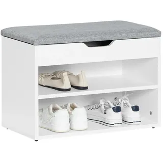 SoBuy Schuhbank mit Sitzfläche Sitzbank Schuhregal Schuhschrank, Schuhtruhe Hellgrau bht ca.: 60x43x30cm