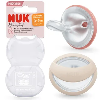 NUK MommyFeel Babyschnuller | 0−9 Monate | stillfreundliche Sauger | BPA-freies Silikon | Blush & Sandstone | 2 Stück