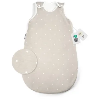 Ehrenkind Ehrenkind® Babyschlafsack | Schlafsack Rund 2.5 TOG | Bio-Baumwolle | Ganzjahres Schlafsack Baby Gr. 74/80 Farbe Taupe mit weißen Sternen | Oeko-Tex | Schlafsack winter und Sommer Schlafsack Kinder - Größe 74/80 (1er Pack)