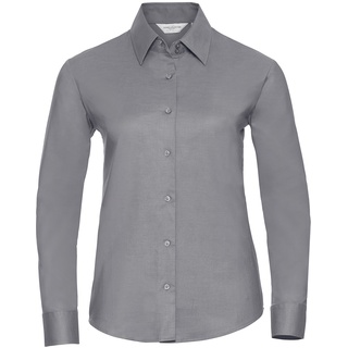 Russell Collection Klassische Oxford Bluse  Langarm, silver, 3XL