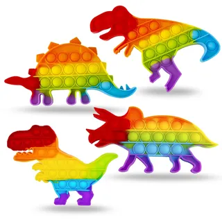 Yeefunjoy Push IT POP Bubble, 4 Packs Poppit Pop Fidget-Toy Set, Sensorisches Fidget Spielzeug, Dinosaurier Stressabbau Spielzeug, Erwachsene und Kinder zu entlasten Angst und Autismus