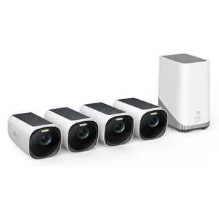 eufy eufyCam S330 (eufyCam 3, überwachungskamera aussen, 4K kabellose überwachungskamera solar 4+1 mit Gesichtserkennung K.I, Farbige Nachtsicht, Erweiterbarer Speicher 16TB, Gebührenfreie Nutzung