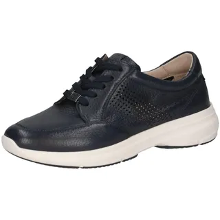 CAPRICE Damen Sneaker flach aus Leder mit Lochmuster, Blau (Ocean Deer), 39 EU