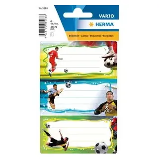 Herma Buchetiketten ́Fußball ́, Eine Verkaufseinheit á 10 Stück - 5588 Vario, Fußballer, 76 x 35 mm,