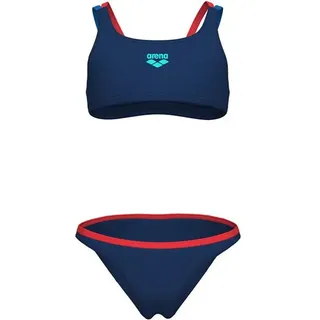 Arena Kinder Bikini GIRL'S TWO PIECES SWIMSUIT, NAVY-FLUO RED-BLUE CHINA-FLUO RED, 152