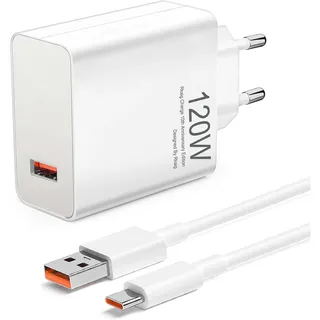 Xiaomi Ladegerät Ersetzen, 120 Watt Ladegerät für Xiaomi 15 14T 13T 12T 11T Pro/Ultra,Redmi Note 14 13 12 Pro+ 5G,Schnellladegerät USB Power Charger mit 6A Typ C Ladekabel 2M
