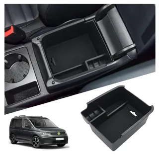 Ruiya Kompatibel mit VW Caddy 2020-2024 2025 Mittelkonsole Aufbewahrungsbox, VW Caddy Armlehne Organizer Tray Mittelarmlehne Handschuhfach Mittelkonsole Organizer Ablagefach VW Caddy Zubehör