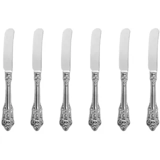 ZFQ Silber Besteck-Set Barock, Antik Look, aus 18/10 Edelstahl Spiegelpolierte, ideal für Haus, Küche, Restaurant, Hochzeit, Partys, Nachmittagstee, Buttermesser 6-teiliges, Länge 17cm