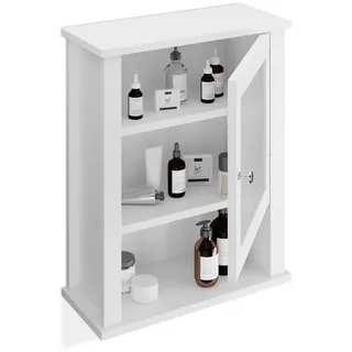 Relaxdays Hängender Badschrank mit Tür Weiß,Transparent