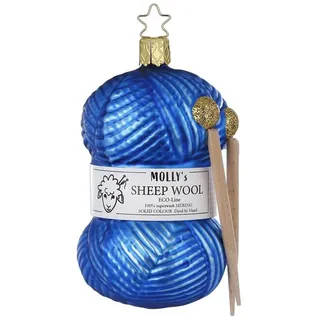 INGE-GLAS - Christbaumschmuck, Weihnachtsbaumschmuck - Strickfreude Blau - Glas - Höhe 11 cm