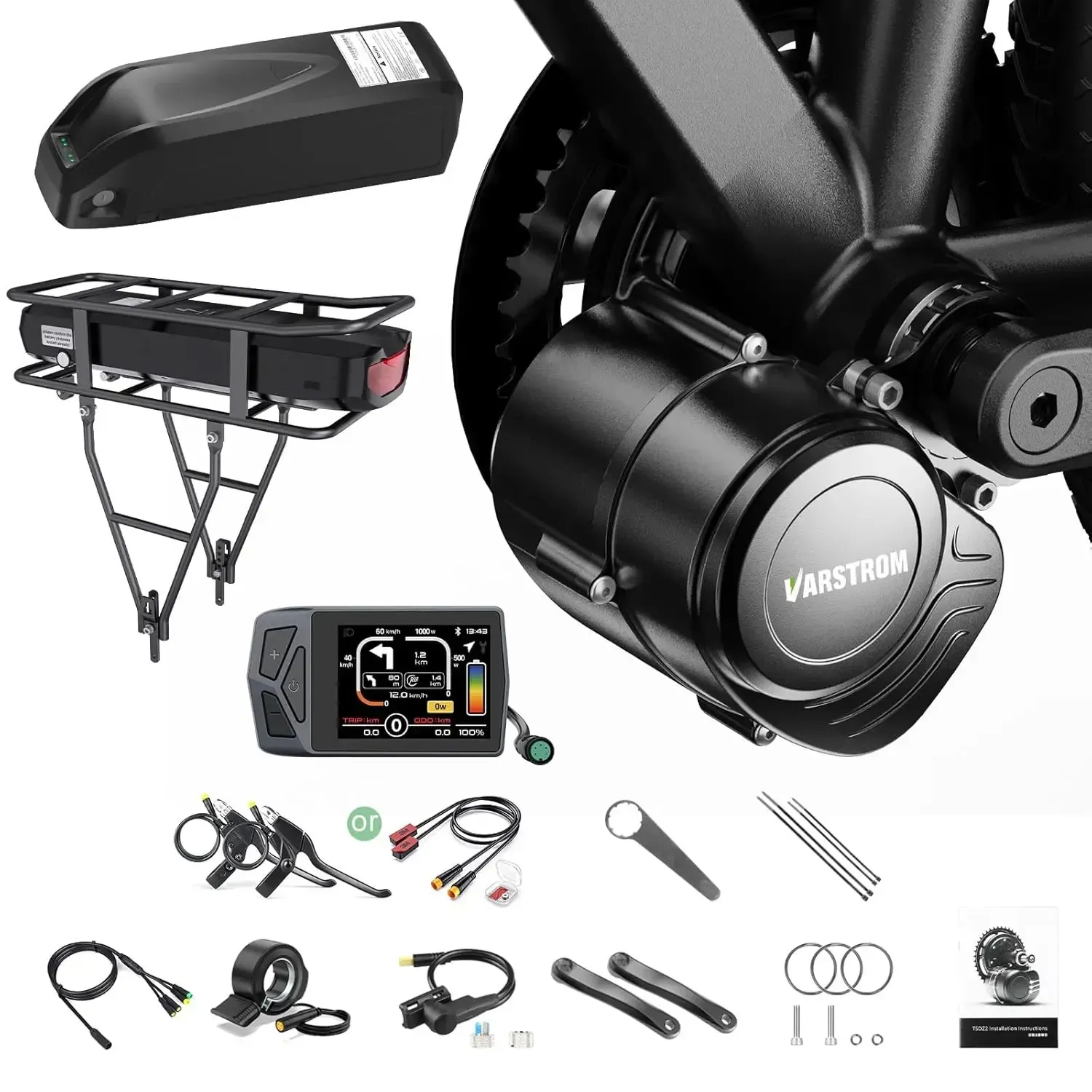 Tongsheng 250W 500W 750W 1000W TSDZ2B TSDZ8 Ebike Kit 36V 48V Motor Drehmomentsensor Mittelmotor mit Ebike Lithium 25Ah Batterie