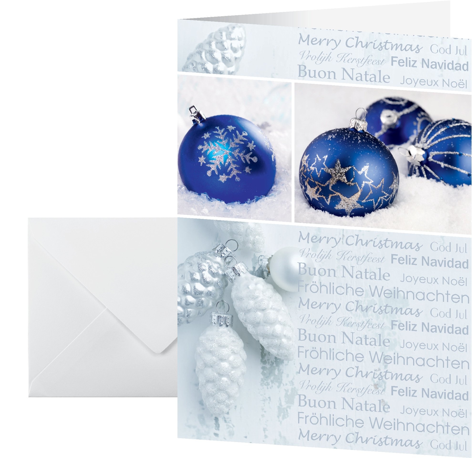 Bild DS057 Weihnachtskarten-Set mit Umschlag, A6, 25 Stück, blau/weiß