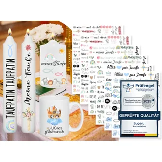 Sugeru 6 PCS kerzentattoos kommunion für Taufe (200+ Muster),Wassertransferdruck | wasserschiebefolie kerzen | Kerzenfolie | Taufe Deko mädchen Jungen| Kerzen dekorieren | kommunion kerze(Taufe)