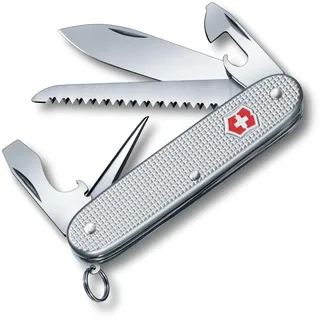 Victorinox Schweizer Taschenmesser, Farmer Alox, Multitool, Swiss Army Knife, 9 Funktionen, Klinge, Schraubendreher, Silber