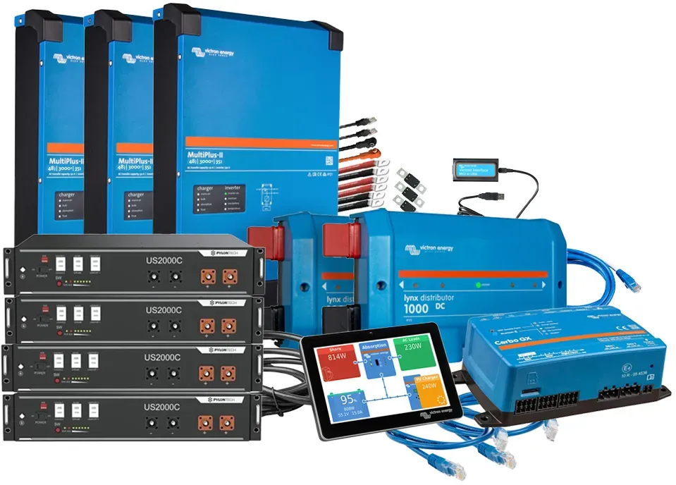 Offgridtec Backup-Kit 3-phasig 9,6kWh mit Pylontech US2000C Akku Victron MultiPlus II 48/3000