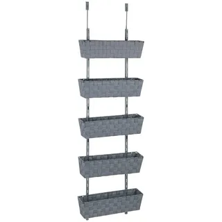 Wenko Türregal Adria 5 Etagen - Einhängeregal, 5 Etagen, pulverbeschichtetes Metall, 42 x 141 x 16 cm, Grau
