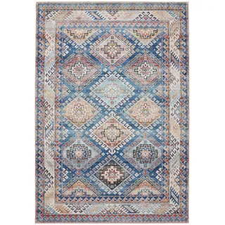 benuta Vintage-Teppich, Blau 200x300 cm - Kunstfaser - Rechteckig & im Style: Vintage, Elegant, Retro - Pflegeleicht für Wohnzimmer